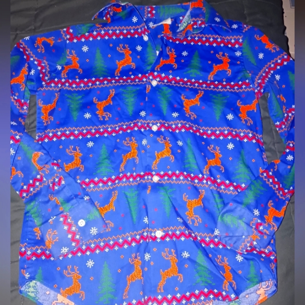 BOUTIQUE BOYS 14 16 NORTH POLE HOLIDAY XMAS CHRISTMAS SHIRT TOP FAIR ISLE LUXURY